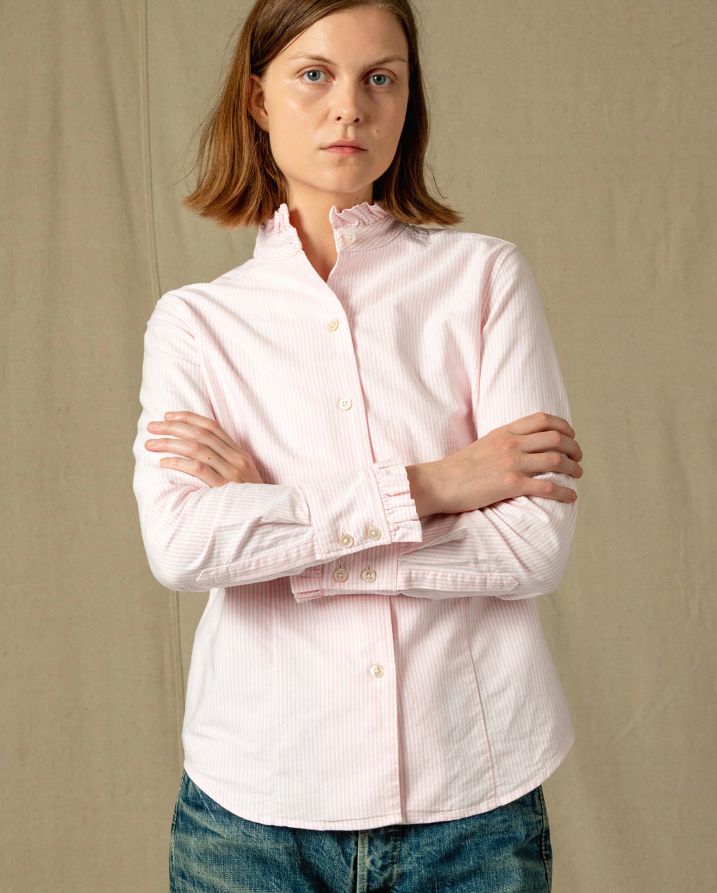 monique-ruffle-shirt-in-faded-red-oxford-stripe