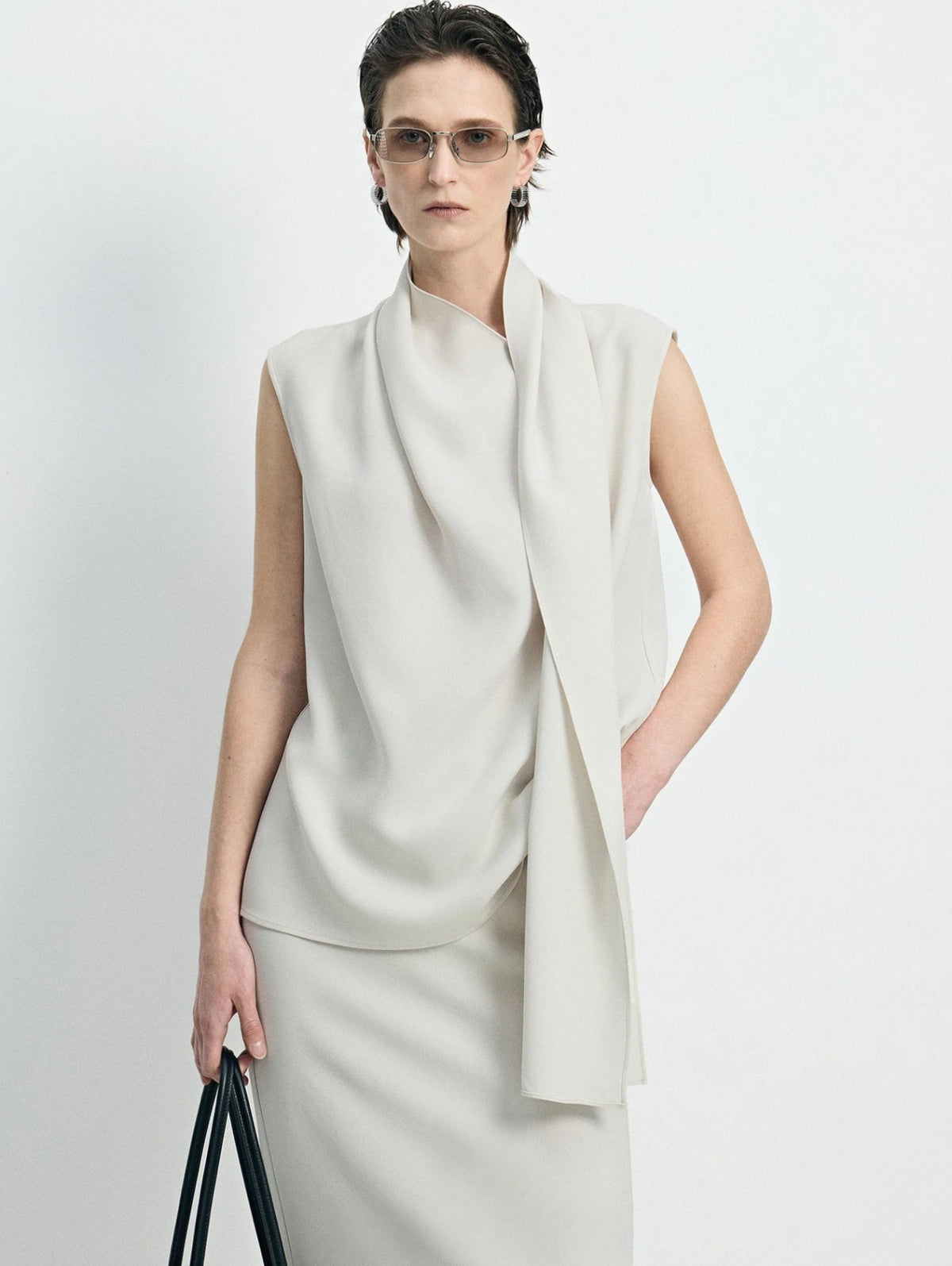 quiet-luxury-cooling-acetate-asymmetric-scarf-blouse-midi-skirt-set