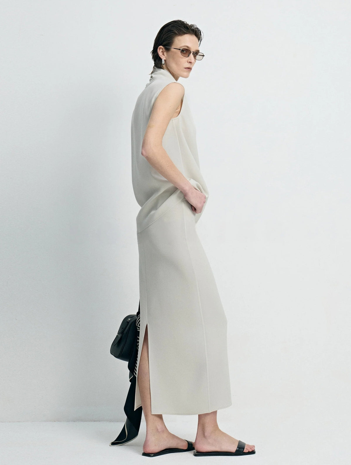quiet-luxury-cooling-acetate-asymmetric-scarf-blouse-midi-skirt-set