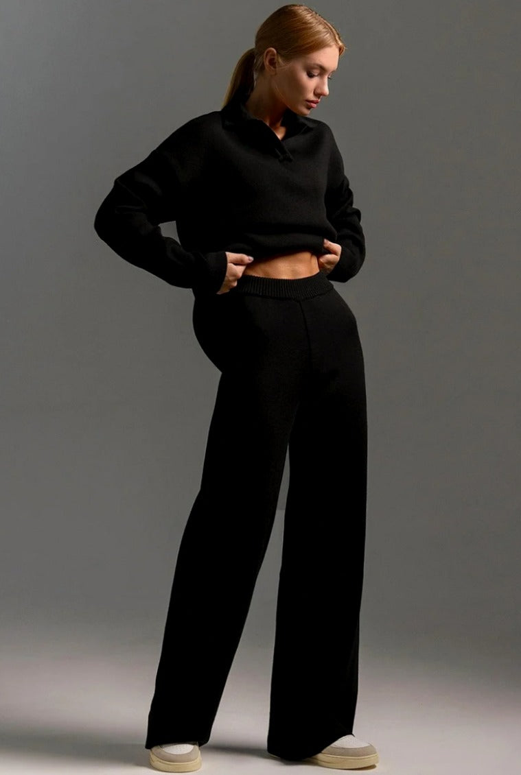 polo-collar-knit-pullover-wide-leg-pants-two-piece-set