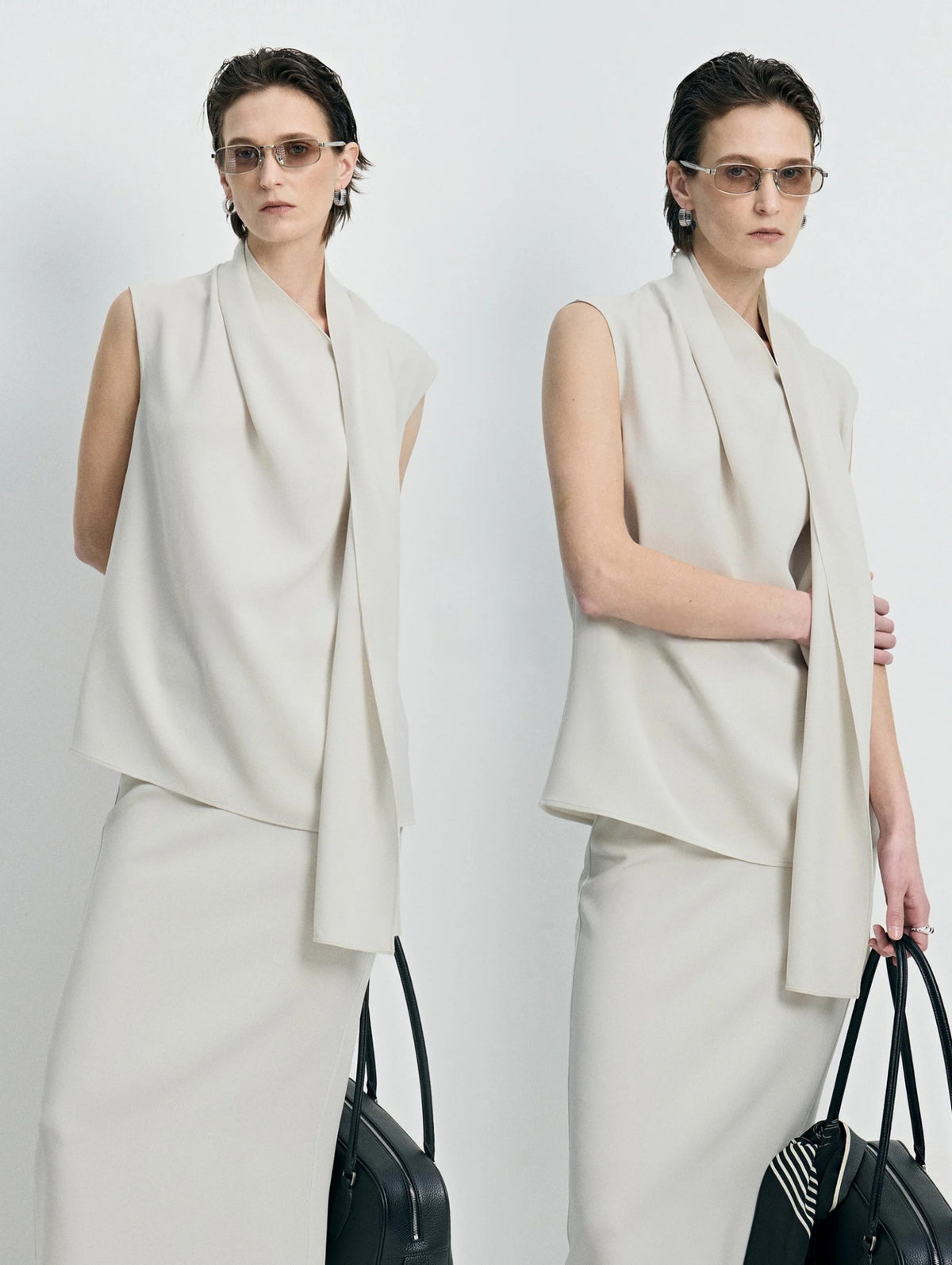 quiet-luxury-cooling-acetate-asymmetric-scarf-blouse-midi-skirt-set