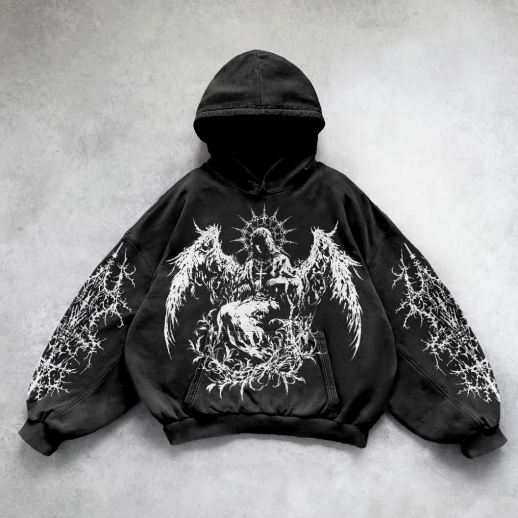 db-oversized-gothic-print-hoodie