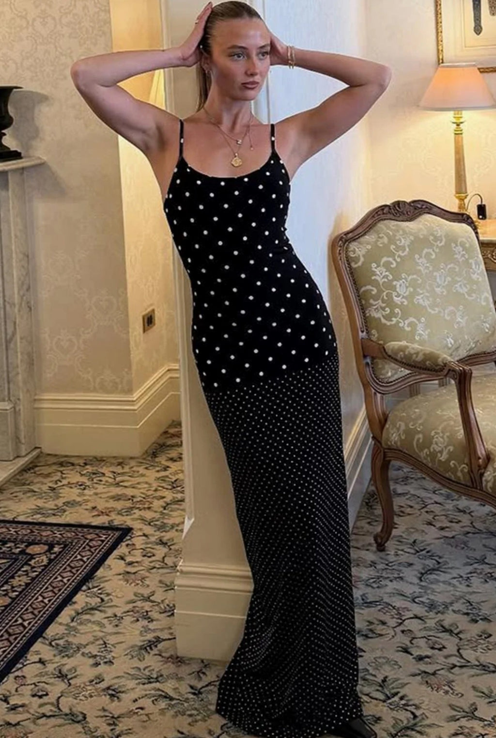 polka-dot-cami-bodycon-slim-maxi-dress