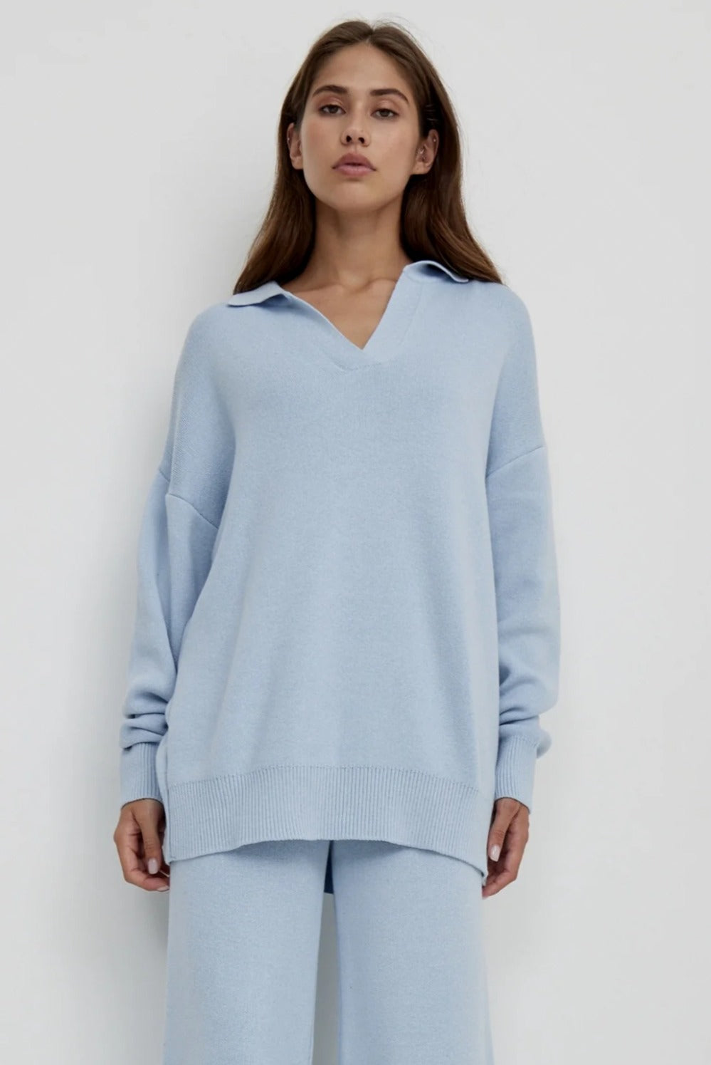 polo-collar-knit-pullover-wide-leg-pants-two-piece-set