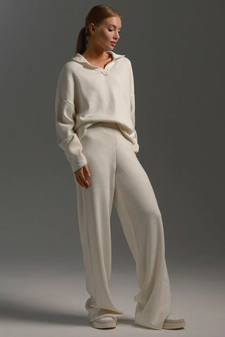 polo-collar-knit-pullover-wide-leg-pants-two-piece-set