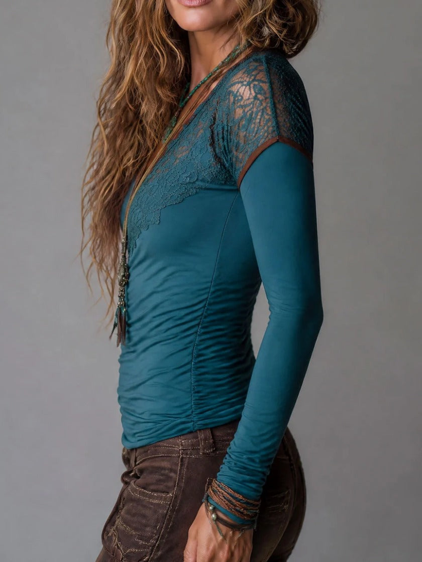 boho-lace-panel-ruched-long-sleeve-top