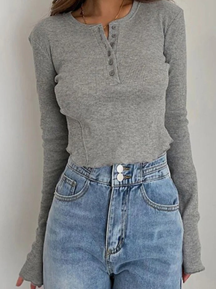 solid-ribbed-basic-long-sleeve-ruched-casual-knitted-buttons-up-t-shirts
