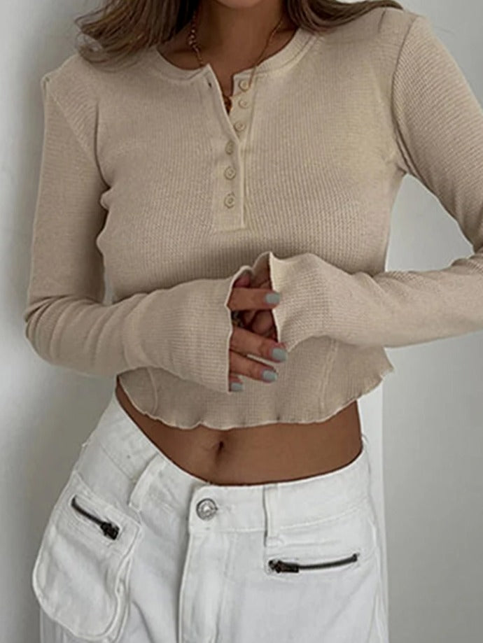 solid-ribbed-basic-long-sleeve-ruched-casual-knitted-buttons-up-t-shirts