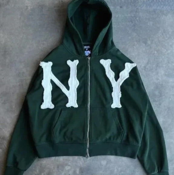 db-letter-embroidered-oversized-zip-hoodie