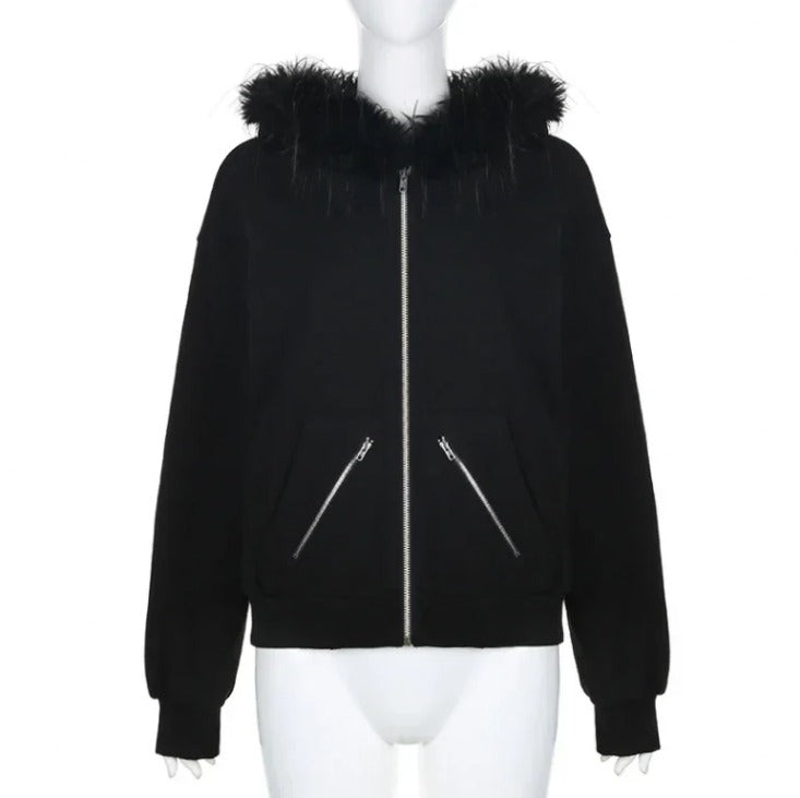 gothic-graphic-print-rhinestones-zip-up-streetwear-hip-hop-hoodie